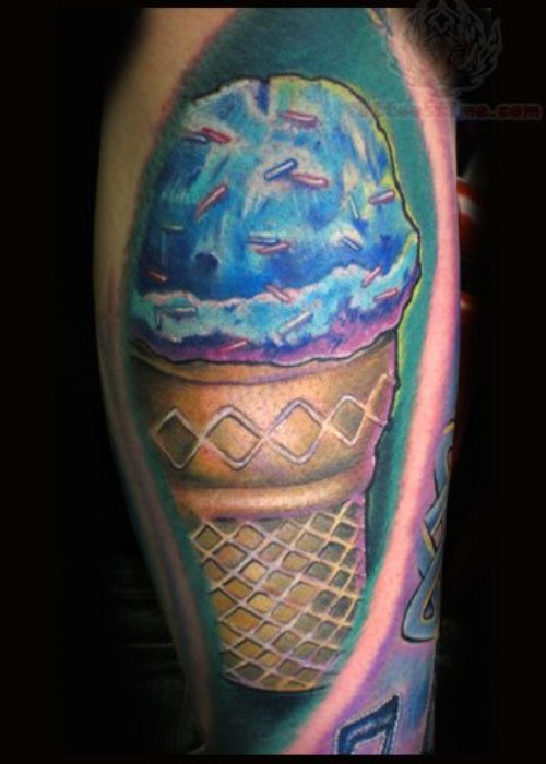 Blue Ice Cream Half Sleeve Tattoo